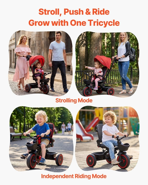 Toddler Tricycle & Stroller for 1-5 Year Old, 6-in-1 Kids Trike with