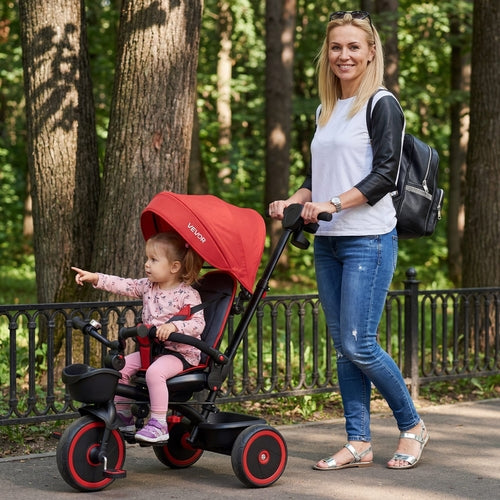 Toddler Tricycle & Stroller for 1-5 Year Old, 6-in-1 Kids Trike with