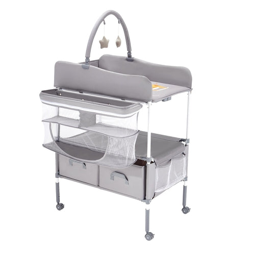 Baby Changing Table, Foldable Diaper Change Station with 2 Fabric